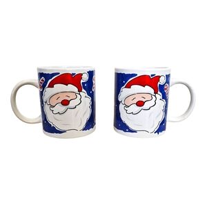 New Flomo Vintage Santa Claus Ceramic Coffee Mugs Set of 2